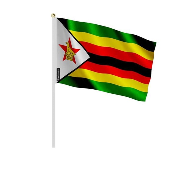 Mini Flagga av Zimbabwe – 30 x 45 cm – Att Hålla i Hand – Polyester – 1 styck – Pixelforma
