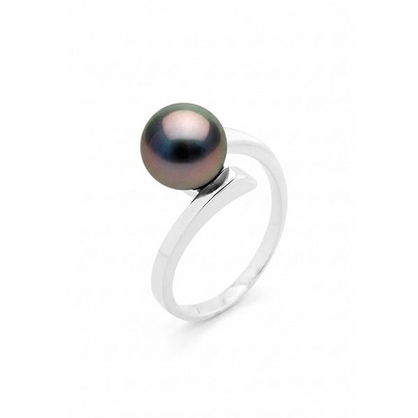 Ring - Pärlor & Färger - Tahiti Kulturpärla 8-9 mm - Vitt Guld 375/1000 - Kvalitet A+ - Kvinna