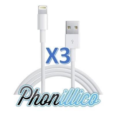 Förpackning med 3 USB-laddarkablar kompatibla med iPhone 5