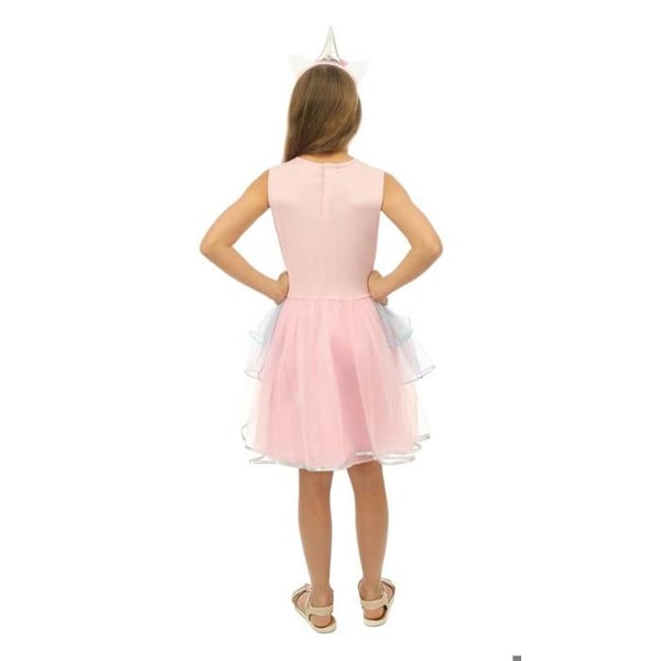Kostym - LITEN CLOWN - Kostym Enhörning Flicka - Rosa - 7-9 år - Klänning och hårband