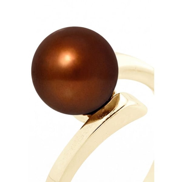 Ring - Pärlor & Färger - Sötvattenspärla 8-9 mm - Choklad - Guld 375/1000 - Kvinna