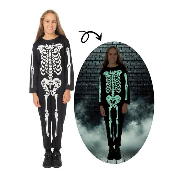 Kostym - LITEN CLOWN - Fosforescerande Skelett Barn - Fosforescerande - 3-4 år - Polyester