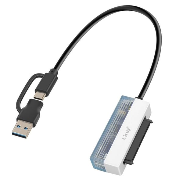 USB / USB-C till SATA 2,5'' - LinQ - Dataöverföring 5 Gbit/s - Svart