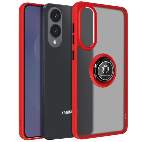 Coque för Samsung Galaxy S25 Edge Transparent Magentisk Ring Röd