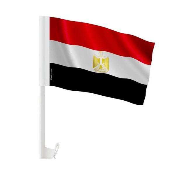 Bilflagga Egypten – 14 x 21 cm – Polyester – Fäste på fönster – 10 stycken – Pixelforma
