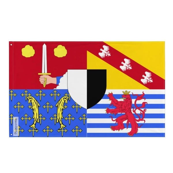 Moselle-flagga – 60 x 90 cm – Hållbar polyester – 2 metallöljett – Inomhus-/Utomhusbruk – Pixelforma