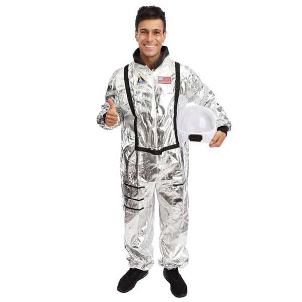 Astronautkostym Man - PTIT CLOWN - Ljusgrå - Vit - Amerikansk flagga - Vuxen 14+