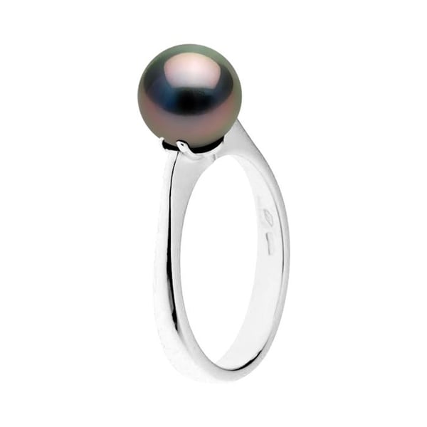 Ring - Pärlor & Färger - Tahiti Kulturpärla 8-9 mm - Vitt Guld 375/1000 - Kvalitet A+ - Prestige Etui