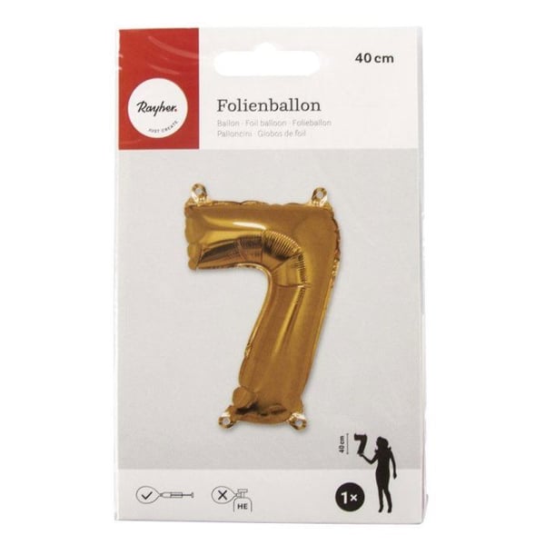 Ballong Siffra 7, 40cm, 1st., guld