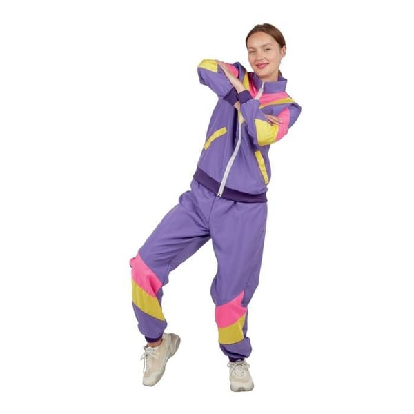 Kostym träningsdräkt 80-tal - PtitClown - Lila/Gul/Rosa - Polyester - Kvinna