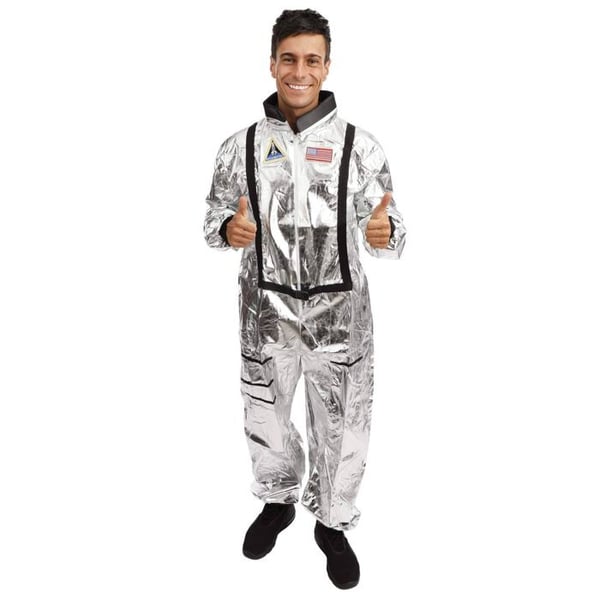 Astronautkostym Man - PTIT CLOWN - Ljusgrå - Vit - Amerikansk flagga - Vuxen 14+