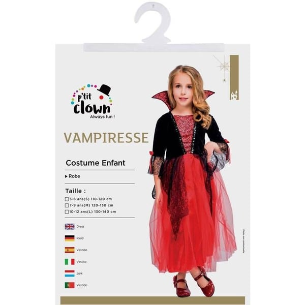 Röd vampyrklädnad tjej – lång klänning och korsett för Halloween