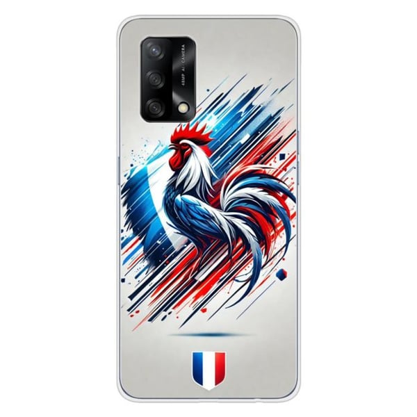 1001Coques - Silikonfodral kompatibelt med Oppo A74 4G - Fransk tuppmönster - Originaldesign tryckt i Frankrike