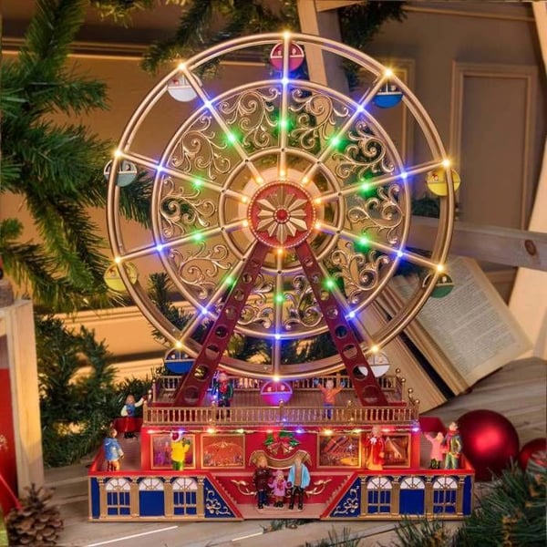 Juleby Stort Panoramisk Hjul H48cm med roterende bevægelse LED Musik H48 Lotti