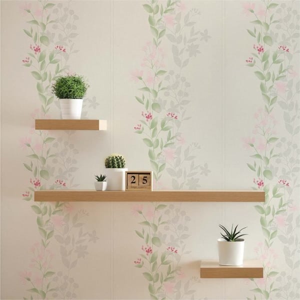 Tapet Blommor Pino M1-No.1328 Non-woven tapet Grön Rosa Blommig Natur