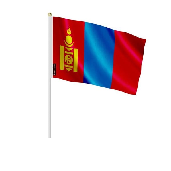 Mini-flagge – Mongoliet – 14 x 21 cm – Att hålla i handen – Polyester – 50 stycken – Pixelforma
