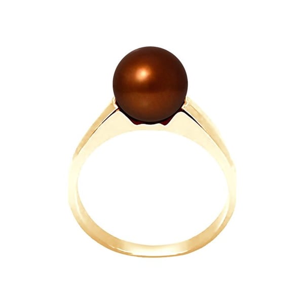 Ring - Pärlor & Färger - Sötvattenspärla 8-9 mm - Choklad - Guld 375/1000 - Kvinna
