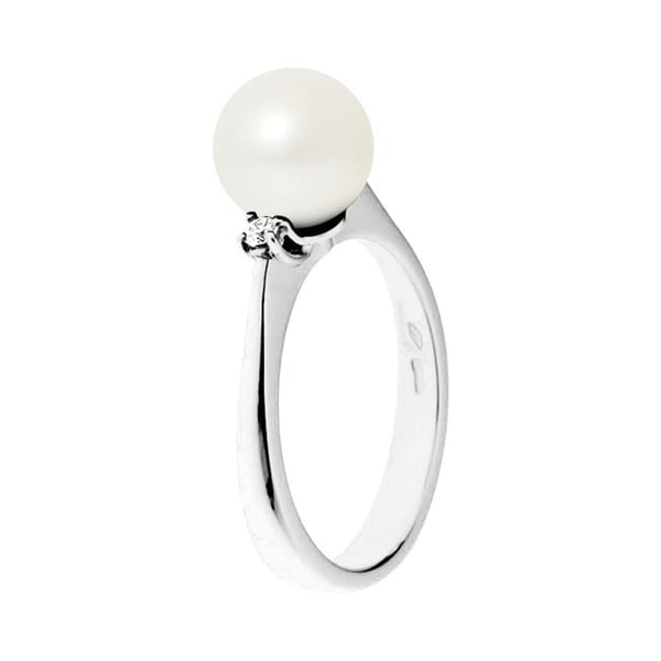 Ring - Pärlor & Färger - Sötvattenspärla 8-9 mm - Vitt Guld 375/1000 - Diamant - Kvinna
