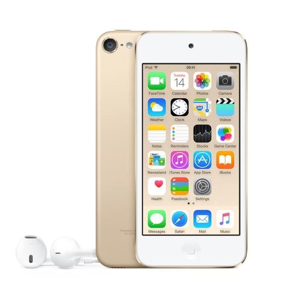 Apple iPod touch 16 GB, MP4-spelare, 16 GB, Lightning, Inbyggd kamera, Guld, Hörlurar