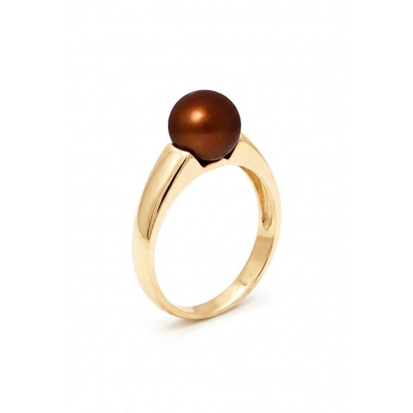 Ring - Pärlor & Färger - Sötvattenspärla 8-9 mm - Choklad - Guld 375/1000 - Kvinna