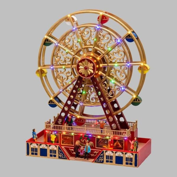 Juleby Stort Panoramisk Hjul H48cm med roterende bevægelse LED Musik H48 Lotti