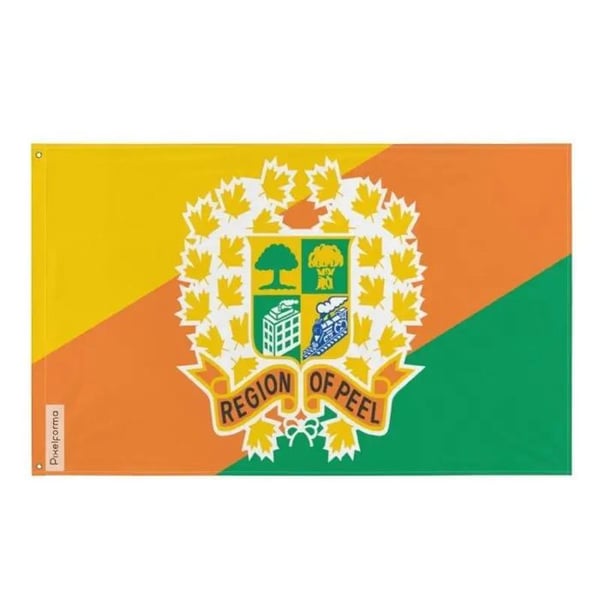 Peel regional kommunflagga – 120 x 180 cm – Polyester – Järnglittor – Hållbar