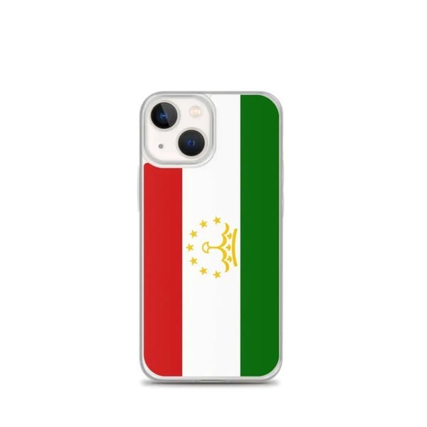 Telefonfodral – Flagga av Tadsjikistan – Kompatibel med iPhone 13 mini – Mjuk Fodral – Hållbar och Stötsäker – Silikon – Pixelforma