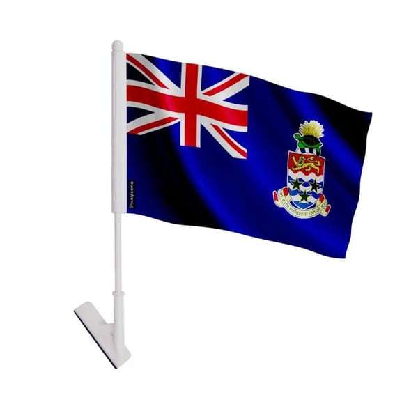 Klistret flagga Caymanöarna – 14 x 21 cm – Mjuk polyester – Lätt att klistra – 1 styck – Pixelforma