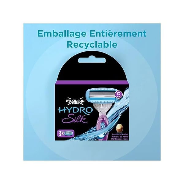Kvinnorakhyvel - WILKINSON - Hydro Silk - Laddare med 3 blad - Normal hud - Vuxen