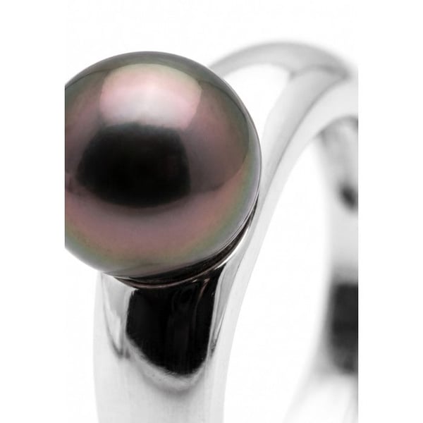 Ring - Pärlor & Färger - Tahiti Kulturpärla 8-9 mm - Vitt Guld 375/1000 - Kvalitet A+ - Prestige Etui