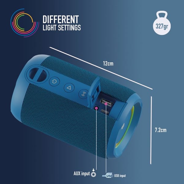 NGS ROLLER FURIA 2 BLUE: 20W IPX7 BT/TWS, AUX, batteri 7h.