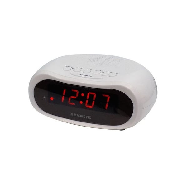 Uusi Majestic SVE-232 Valkoinen LED Digitaalinen Herätyskello Snooze-toiminnolla ja Kirkkauden Säädöllä