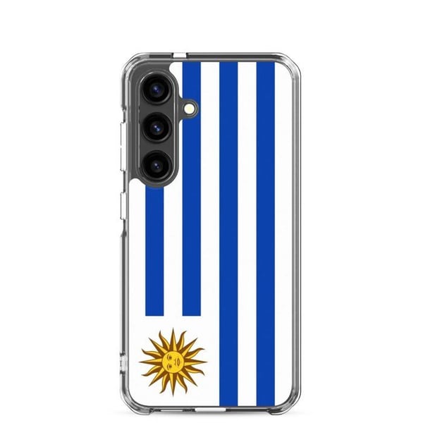Mobilskal – Uruguays flagga – Kompatibel med Samsung Galaxy S24 Plus – Mjuk skal – Slitstark och stöttålig – Pixelforma