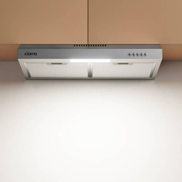 CIARRA Visirhuva 60cm Klass A+ 3 hastigheter 220m³/h Återvinning & Evakuering Inbyggd fläktkåpa - Rostfritt stål