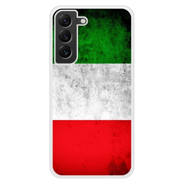 Coque i förstärkt silikon med tryck kompatibel med Samsung Galaxy S22 Plus Italienska flaggan
