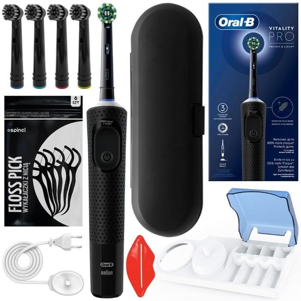 Elborste - Oral B - Vitality Pro D103 - 4 borsthuvuden - reseetui - stativ ingår