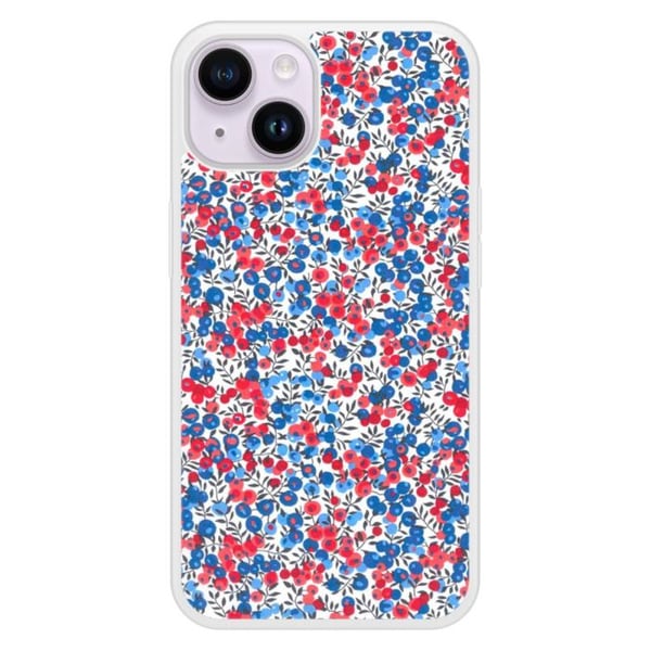 Förstärkt silikonskal med tryck kompatibelt med Apple iPhone 14 Liberty Wiltshire Blå