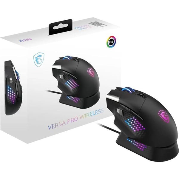 Trådlös Bluetooth/2,4 GHz/USB-spelmus - MSI VERSA PRO Wireless - Laddstation - Svart