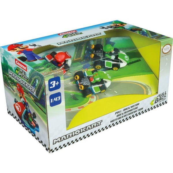 3-pack med friktionsbilar - CARRERA Pull & Speed - Mario Kart™ - Skala 1:43 - Från 3 år