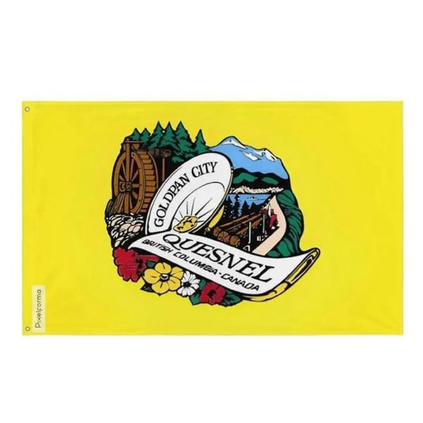 Quesnel Flagga – 60 x 90 cm – Hållbar Polyester – 2 Metallöglor – Inomhus / Utomhus – Pixelforma