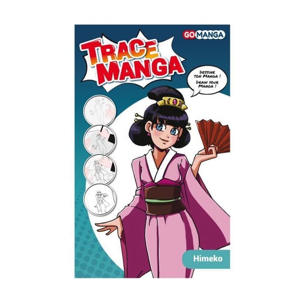Ritningsmall - GO MANGA - Himeko - A4 - Mjuk plast - Multicolor