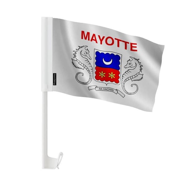 Flagga Bil Mayotte – 14 x 21 cm – Polyester Tyg – Fäste på Fönster – 20 stycken – Pixelforma