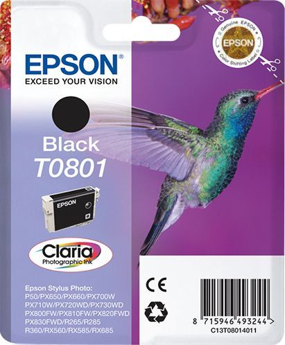 EPSON T0801 svart bläckpatron - Hummingbird (C13T08014011)