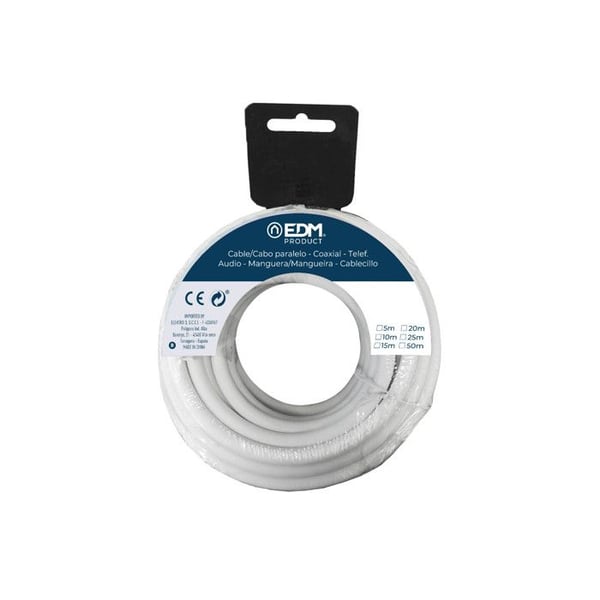 Rulle Kabel Parallel 2x1,5mm Vit 15m (ljud)