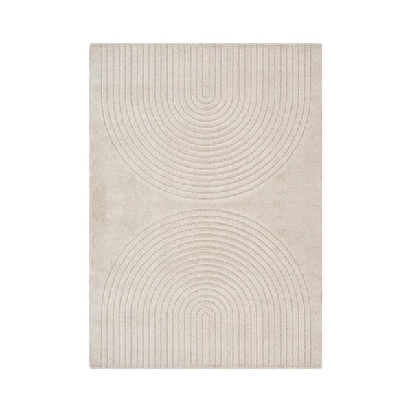 Modern matta med minimalistisk bågmönster, tät sammet 12 mm, designad för samtida salonger (Dimension: 240x340 cm - Färg: Beige)