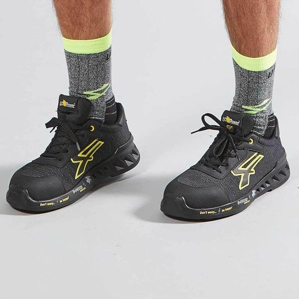 SIKKERHEDSSKO - U-POWER - FRANK ESD S1P SRC - Sort Gul - Unisex - Syntetisk