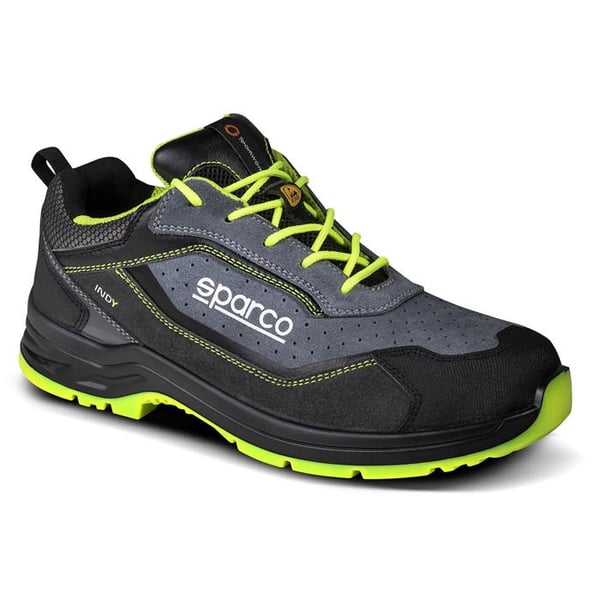 Säkerhetsskor - SPARCO - Indy Texas - Mörkgrå/neongul - Mocka-Nubuck - Unisex