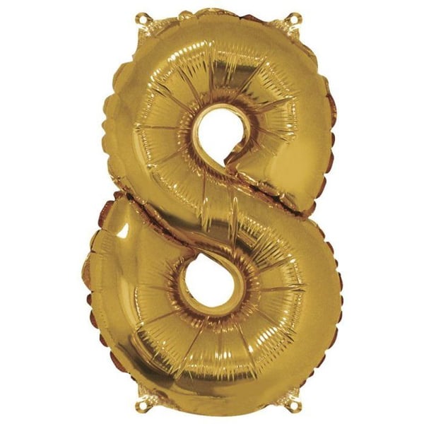 Ballong Siffra 8, 40cm, 1st., guld