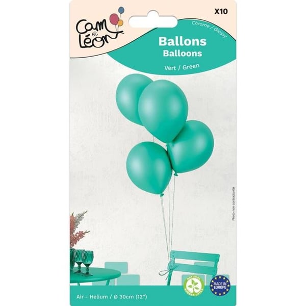 Ballong - LITEN CLOWN - Ø 30 cm - 10-pack - Krom - Grön