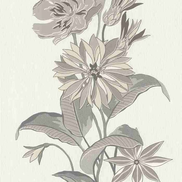 Rasch 508260 non-woven tapet med blomster 10.05 x 0.53 m Brun Vit Grå